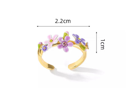 Women's Adjustable Myosotis Sylvatica Small Flower Ring