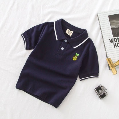 Lapel With Cotton Cartoon Pattern Casual Short Sleeves