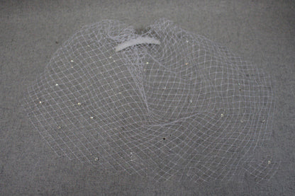 Bridal Veil Rhinestone Large Hole Mesh Hand Sewn Hair Comb Headdress Veil