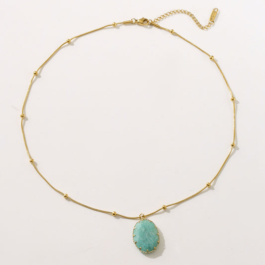 18K Gold Stainless Steel Turquoise Necklace