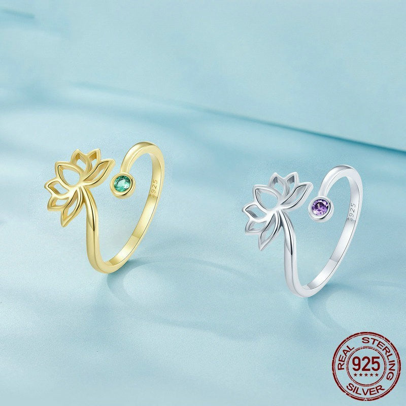 Simple Lotus Ring 925 Silver