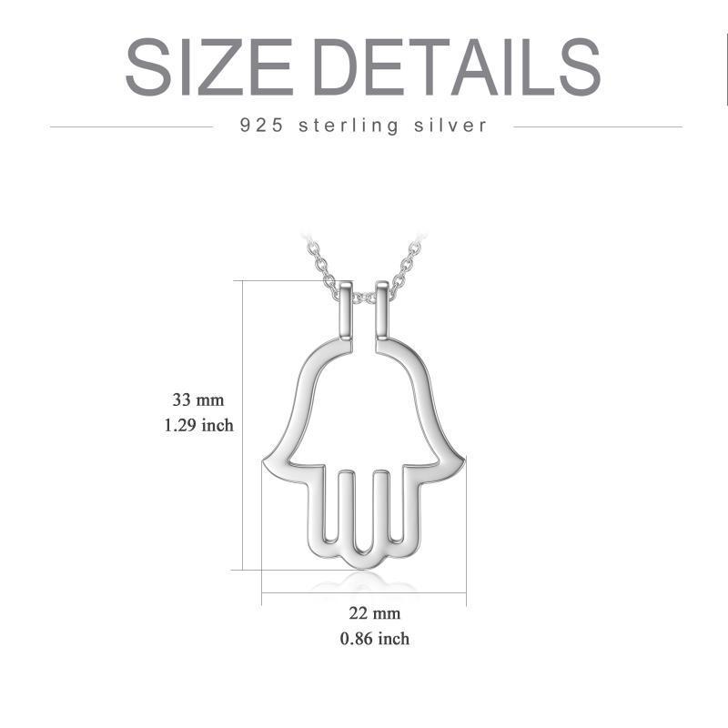 Hamsa Hand Ring Holder Keeper Pendant Necklace in Sterling Silver