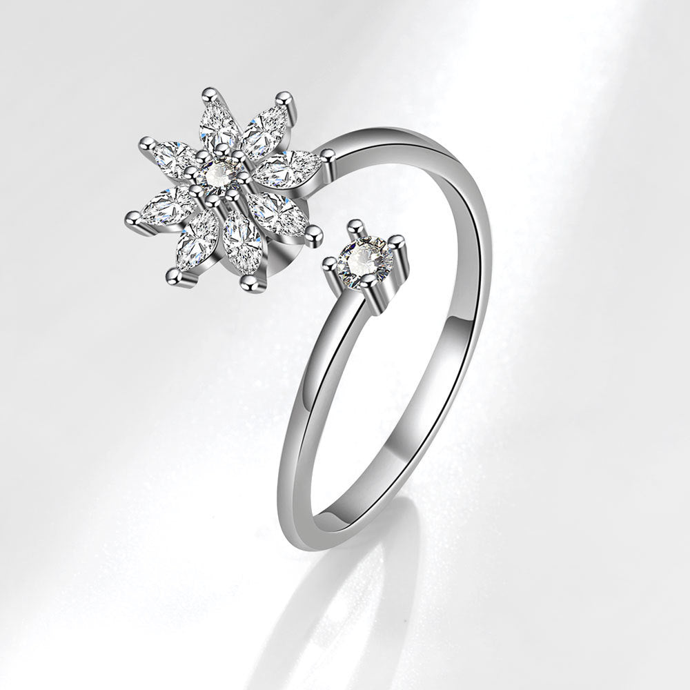 S925 Silver Snowflake Spinning Ring