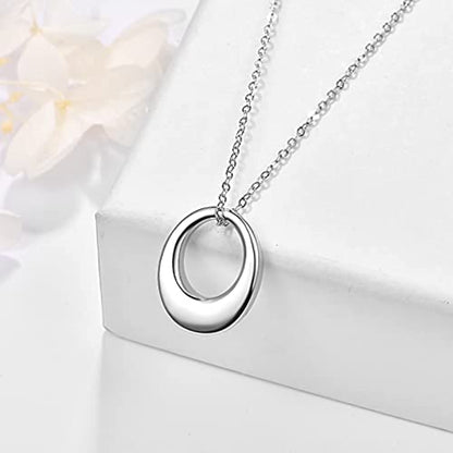 Oval Ashes Necklace Cremation Jewelry Urn Necklace For Ashes for Women 925 Sterling Silver Necklace Urn Ashes Keepsake