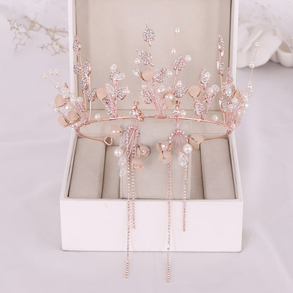 Luxury Pearl And Diamond Crown Earrings Set