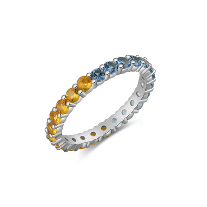 Colorful Diamond Round Simple Elegant Ring