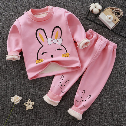 Children's Thermal Underwear Suit Fleece-lined Thickened Boys Girls Autumn Clothing