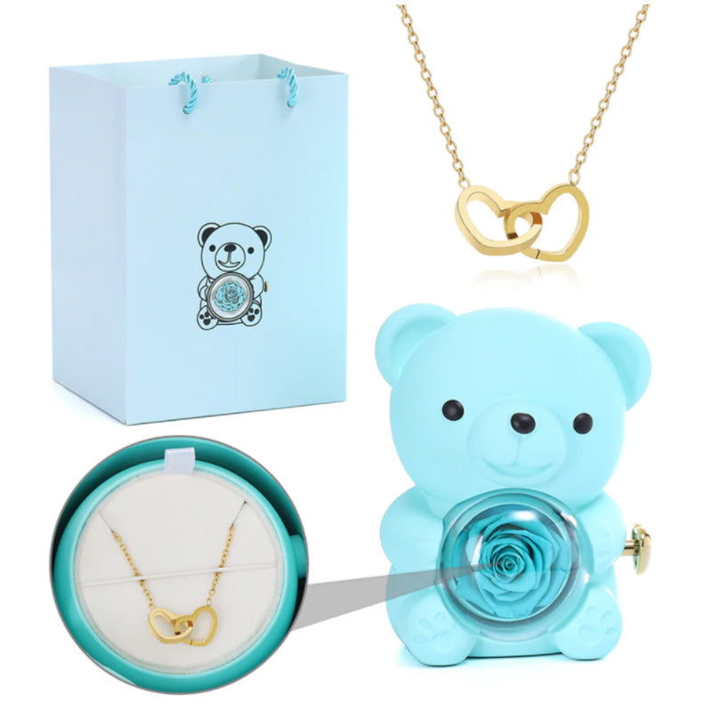 Rotating Eternal Flower Gift Box Light Luxury Clover Necklace