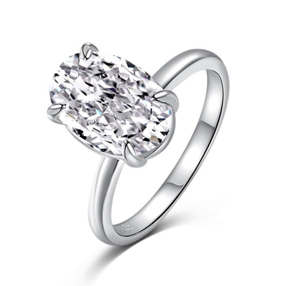 Sterling Silver Ring Carbon Diamond Zircon Classic Big Design Wedding
