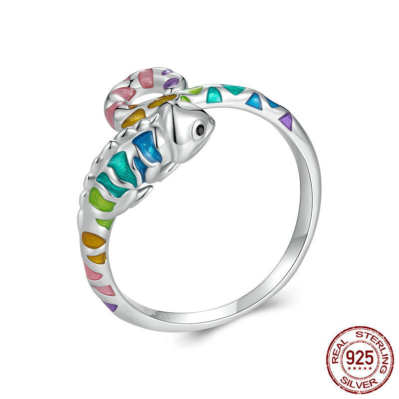 Sterling Silver Color Chameleon Ring Adjustable
