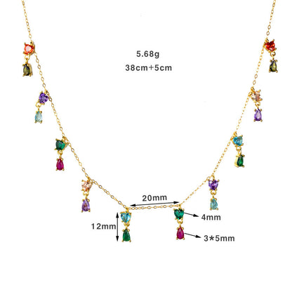 Retro Color Zirconium Design Light Luxury High-grade Necklace