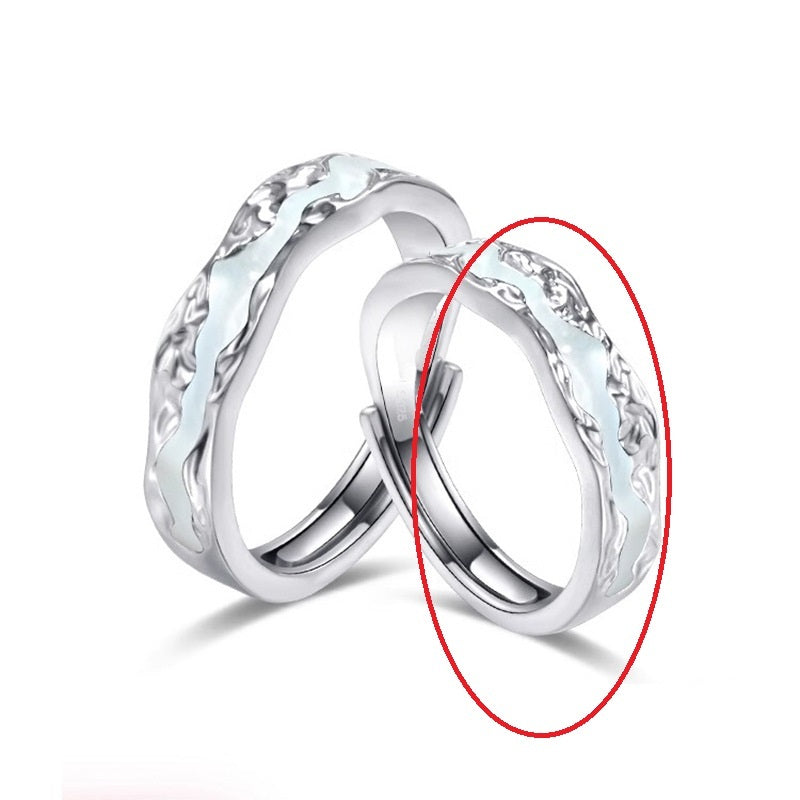 S925 Sterling Silver Light Year Couple Couple Rings Luminous Cold Aurora Luminous Open Men And Women Enamel