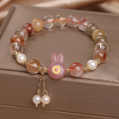 National Fashion Ancient Style Colorful Hair Crystal Rabbit Bracelet For Women