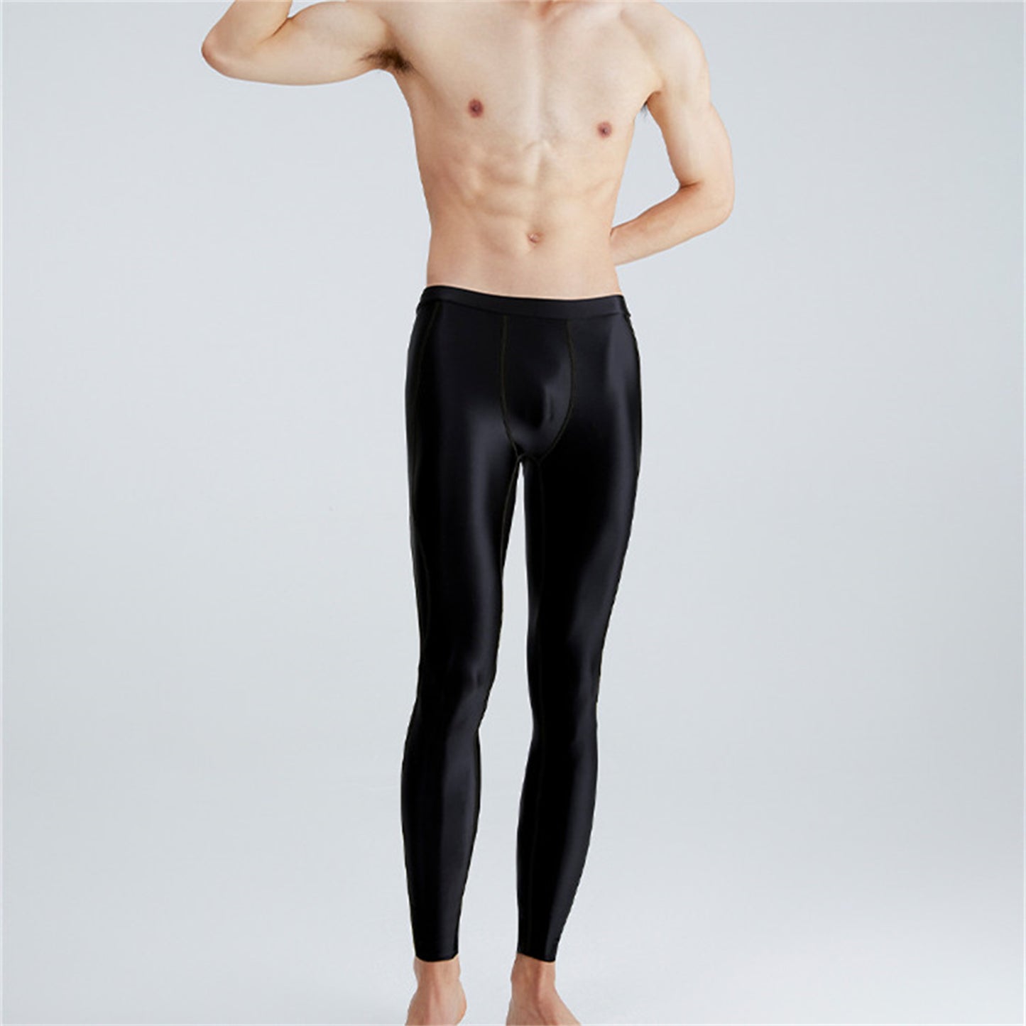 Men's Quick Dry Oil Gloss Spandex Breathable Stretch Fitness Nine Pants