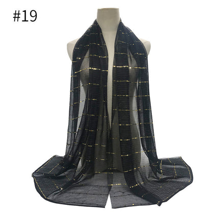 Spring And Summer Women's Bag Scarf Thin Breathable Solid Color Crumpled Panel Pressing Polyester Scarf