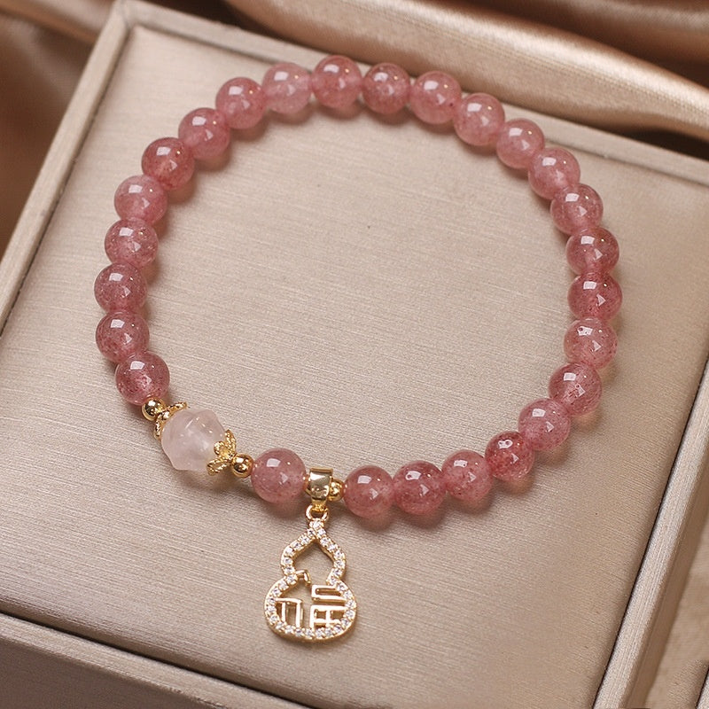 Ethnic Style Natural Strawberry Quartz Bracelet