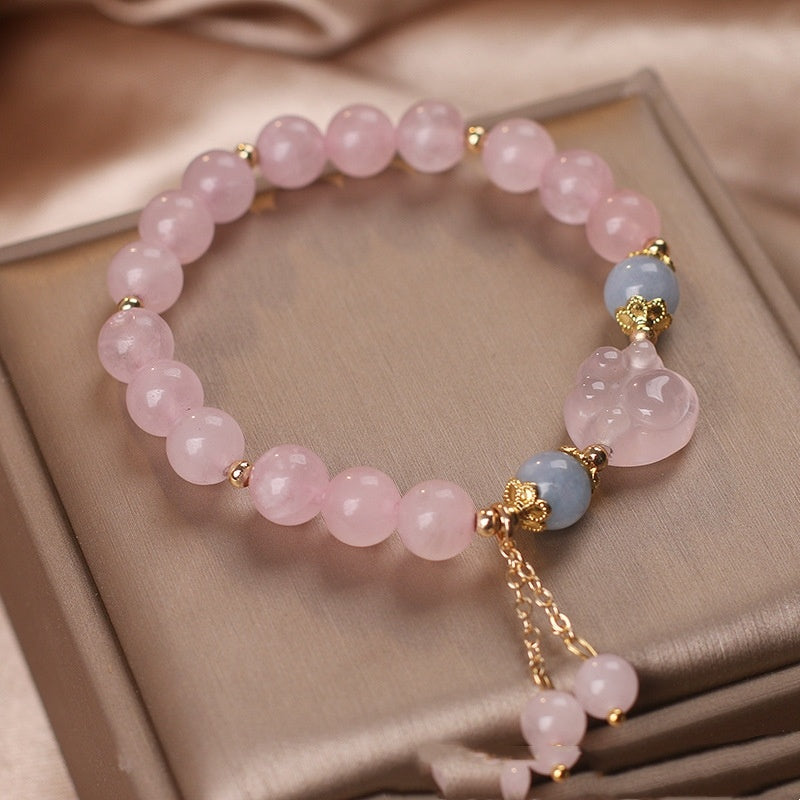 Special-interest Design Sweet Pink Crystal Cat's Paw Bracelet