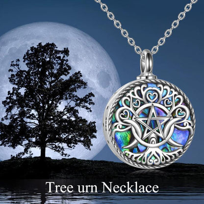 Sterling Silver Triple Moon Goddess Urn Necklace for Ashes Pagan Wiccan Jewelry