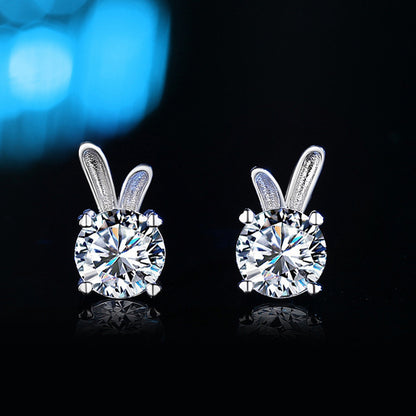 Women's Rabbit Moissanite Sterling Silver Earrings