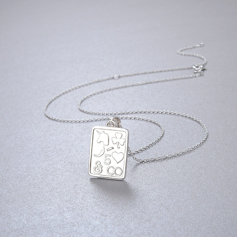 Retro Fairy Tale Version Square Plate S925 Silver Necklace