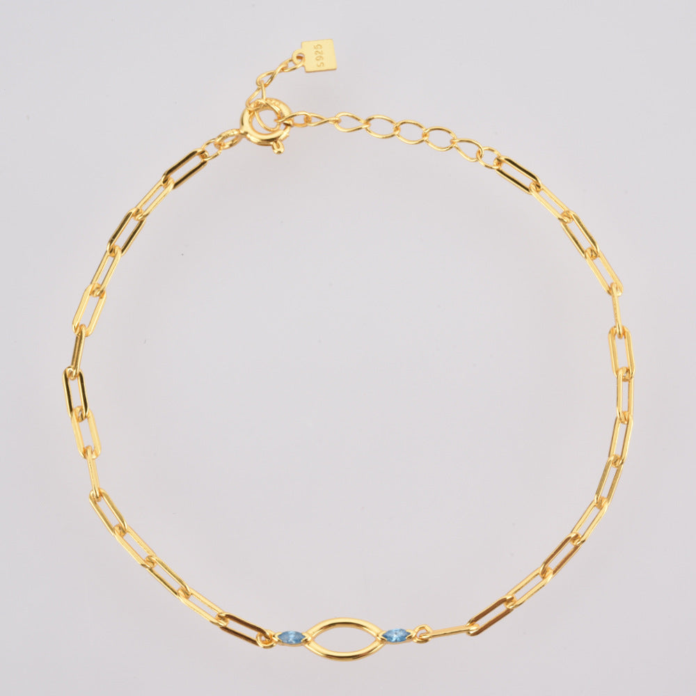 Rectangular Chain Horse Eye Long Bracelet