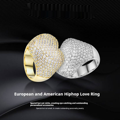 Hip Hop Zircon Ring Ornament Trendy Hiphop Full Inlaid