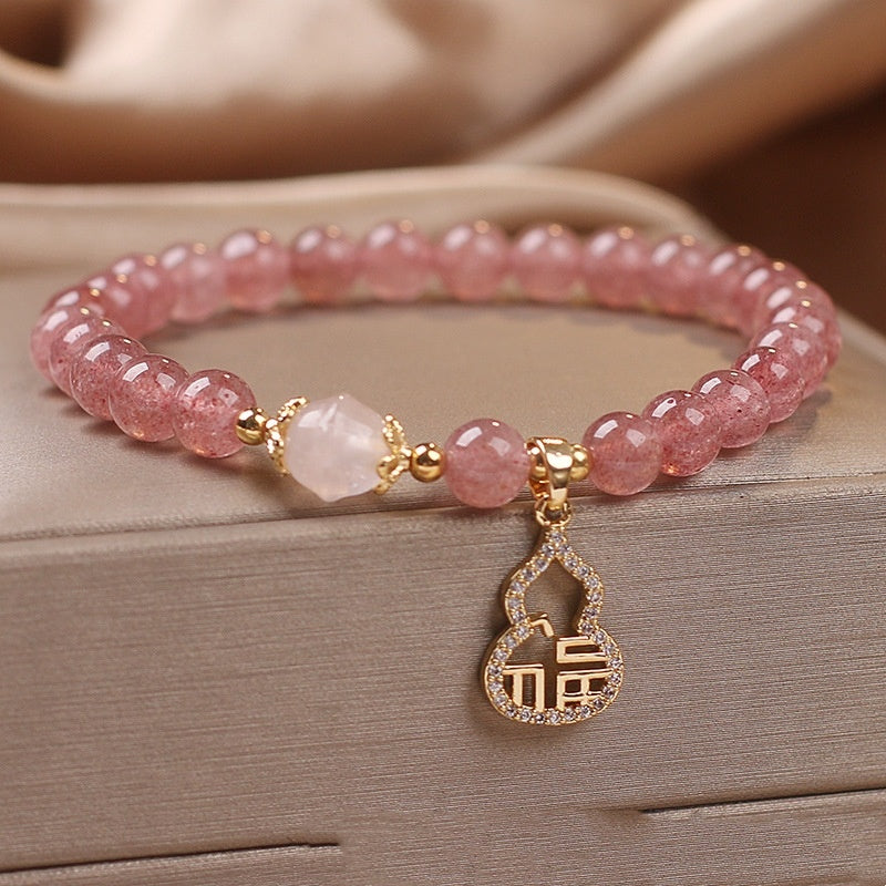 Ethnic Style Natural Strawberry Quartz Bracelet