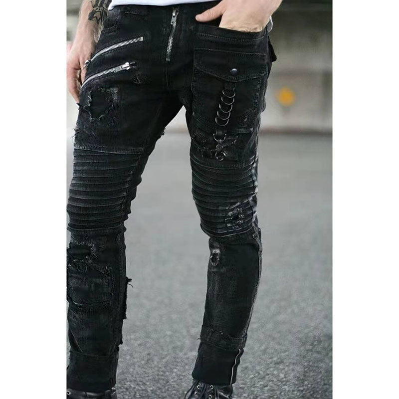 New Men's Jeans Zipper Heavy Industry Locomotive