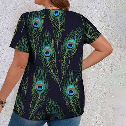 T-shirt Peacock Open Screen 3D Printing European And American