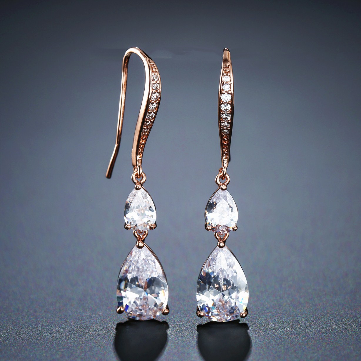 RAKOL Simple Long Exquisite Water Drop Zircon  Female Simple Banquet All-match Earrings