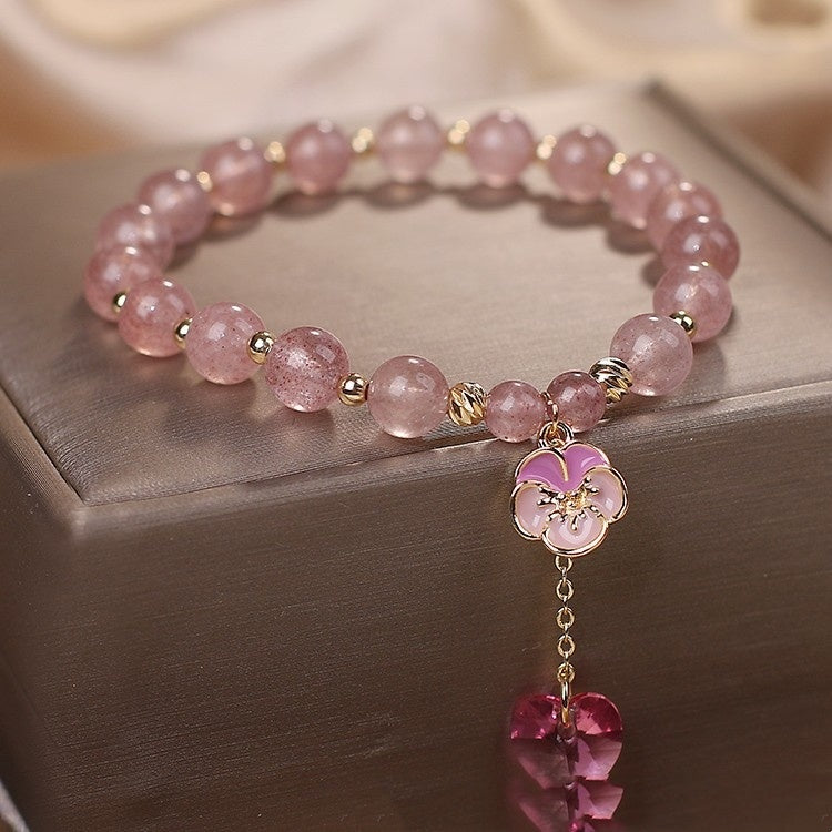 Strawberry Quartz Bracelet Women's Korean-style Fresh Fairy Style