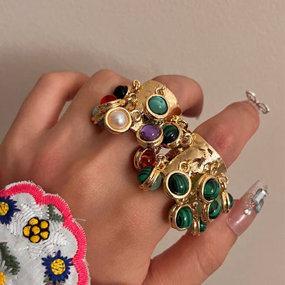 Fashion Vintage Natural Gemstone Peacock Ring