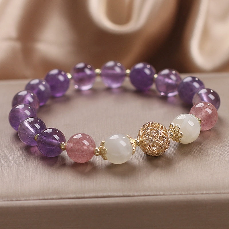 Natural Amethyst Lucky Beads Diet Balls Beaded Bracelet