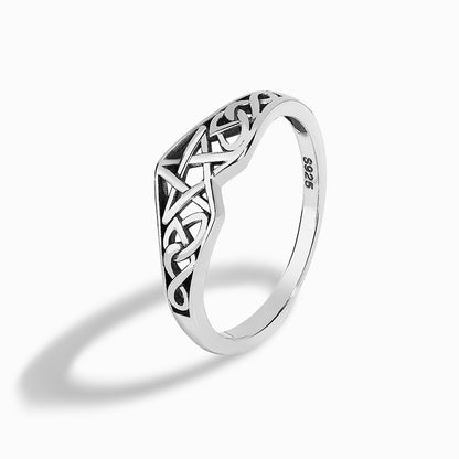 Pure Silver Star Distressed Female Ring