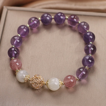 Natural Amethyst Lucky Beads Diet Balls Beaded Bracelet