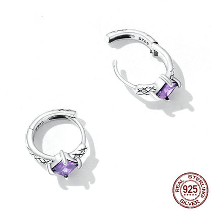 Sterling Silver S925 Purple Zirconium Snake Pattern Ear Clip