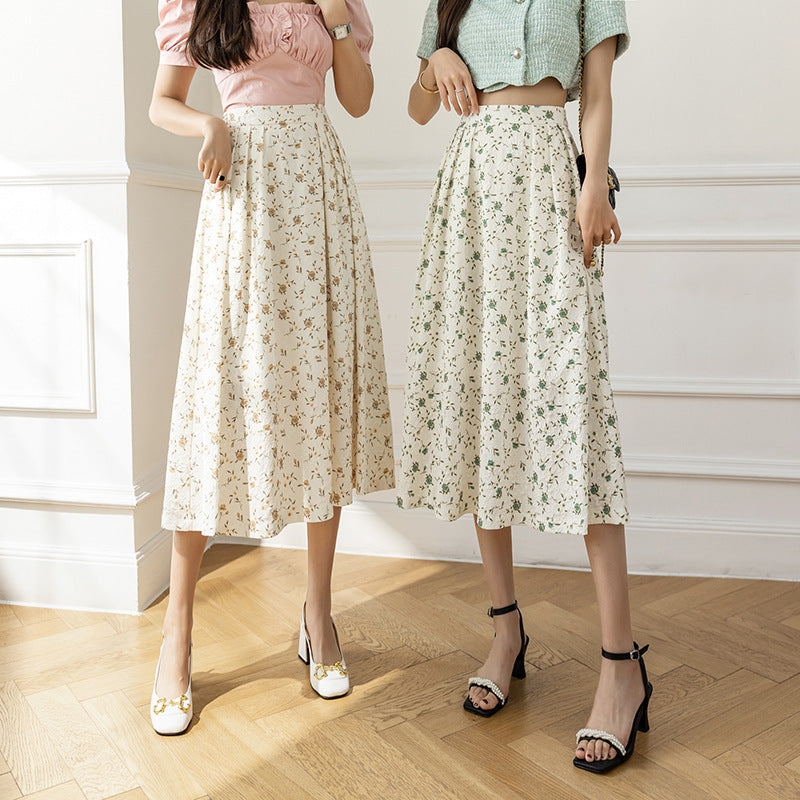 Women's Printed Dots High Waist Pleated Skirt Polka Dot Skirt