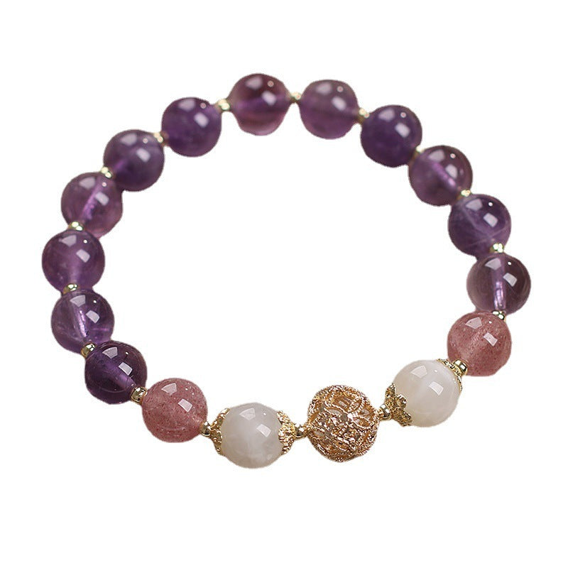 Natural Amethyst Lucky Beads Diet Balls Beaded Bracelet