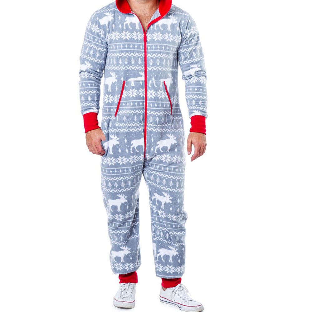 Christmas Family X'mas Costume Snowman Striped Print Jumpsuit Pajama