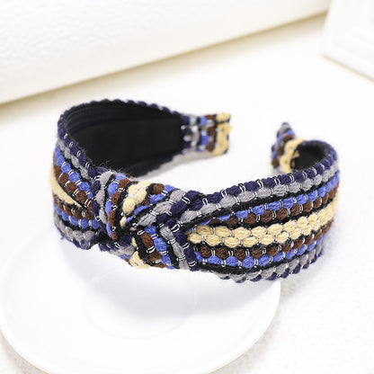 Knitted Colored Wool Contrasting Stripe Headband