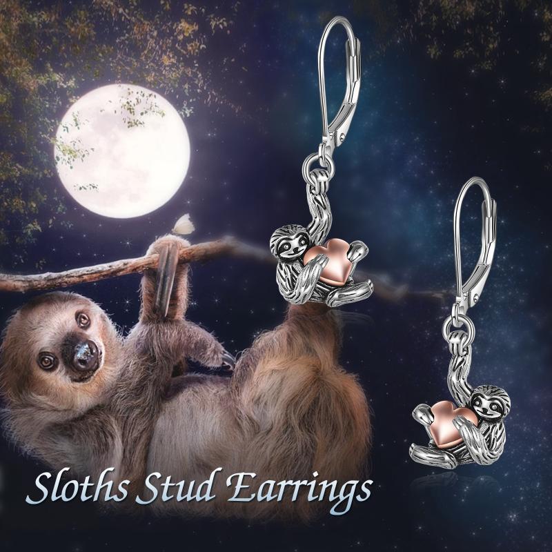 Sloth Leverback Dangle Drop Earrings Jewelry in Yellow Gold Plated Sterling Silver