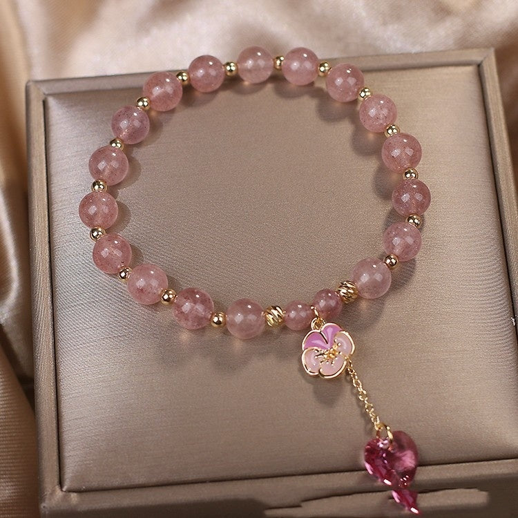 Strawberry Quartz Bracelet Women's Korean-style Fresh Fairy Style