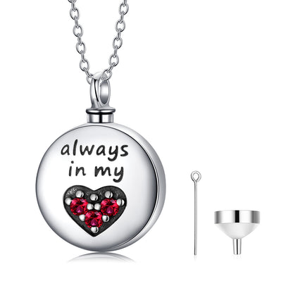 Heart Urn Engraved Cremation Necklace for Ashes in Sterling Silver