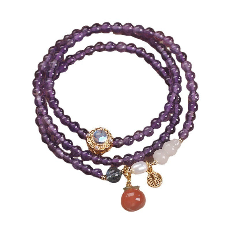 Ethnic Style Natural Amethyst Multi-Circle Bracelet