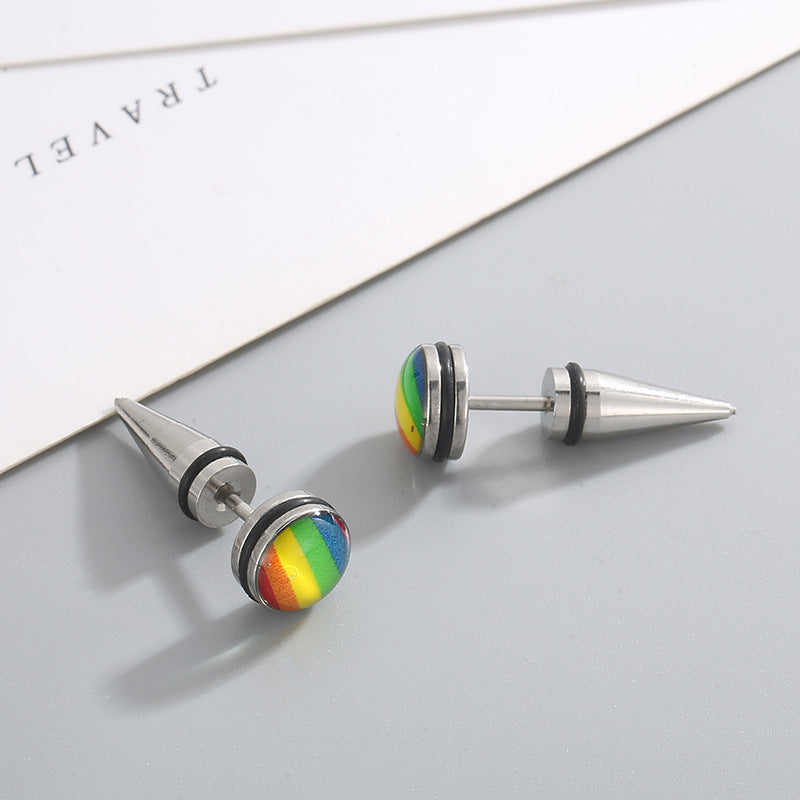 Stainless Steel Fashion Creative Rainbow Geometric Earrings