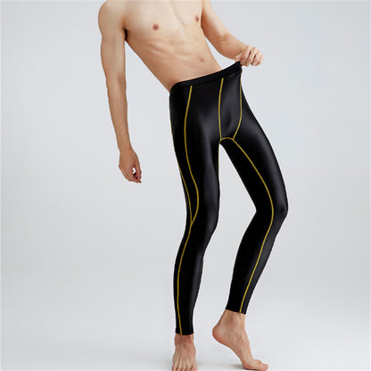 Men's Quick Dry Oil Gloss Spandex Breathable Stretch Fitness Nine Pants