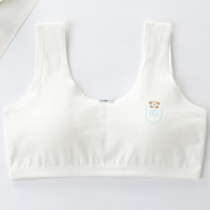 Primary Student Vest Female Junior High  Girl High School  Underwear Pure Cotton Bra