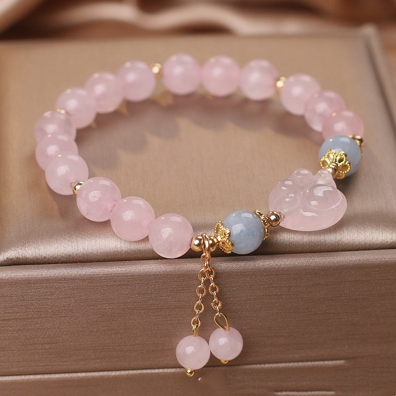 Special-interest Design Sweet Pink Crystal Cat's Paw Bracelet