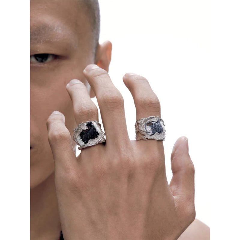 Women's Unisex Style Denim Stitching Ring