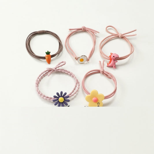 Korean Style Cute Soft Rubber Cartoon Hair Band Little Girl Hair Elastic Band Hair Rope Small Jewelry Hair Accessories Hair Ring Wholesale